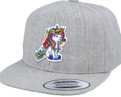 Kids Glorious Unicorn Curls Grey Snapback - Unicorns