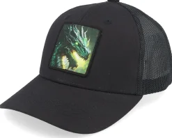 Kids Green Dragon Black Trucker - Kiddo Cap