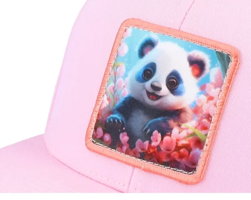 Kids Happy Panda Pink Snapback - Kiddo Cap
