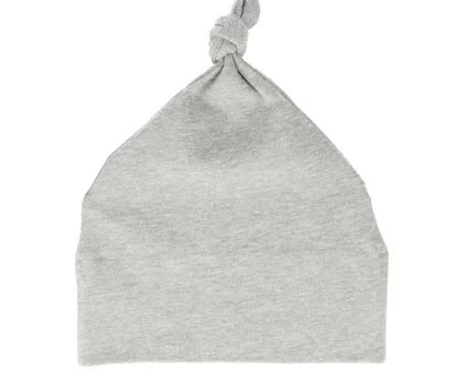 Kids Heather Grey Melange Baby One-knot Beanie - Babybugz