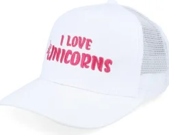 Kids I Love Unicorns White/White A-Frame Trucker - Unicorns