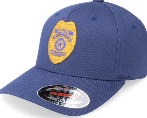 Kids Junior Police Badge Navy Flexfit - Kiddo Cap