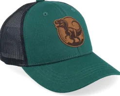 Kids Kids T-rex Dino Brown Round Patch Forest/Black - Kiddo Cap