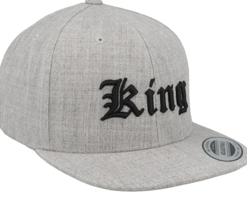 Kids King Old English 3d Heather Grey Snapback - Kiddo Cap