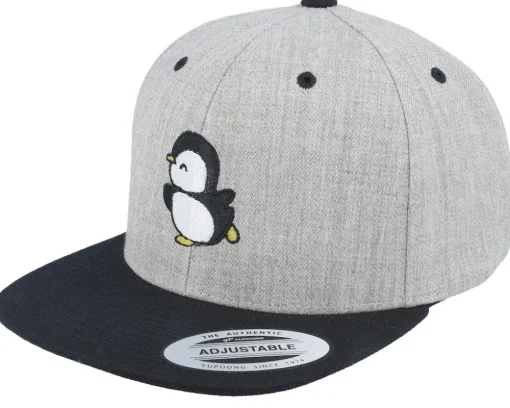 Kids Little Penguin Grey/Black Snapback - Kiddo Cap