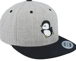 Kids Little Penguin Grey/Black Snapback - Kiddo Cap