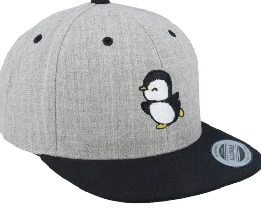 Kids Little Penguin Grey/Black Snapback - Kiddo Cap