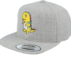 Kids Little Yellow Dinosaur Grey Snapback - Kiddo Cap