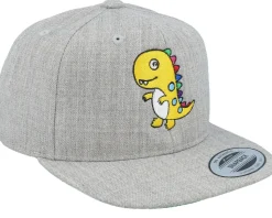 Kids Little Yellow Dinosaur Grey Snapback - Kiddo Cap