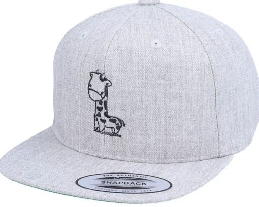 Kids Lovely Giraffe Heather Grey Snapback - Kiddo Cap