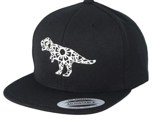Kids Mandala T-Rex Black Snapback - Kiddo Cap