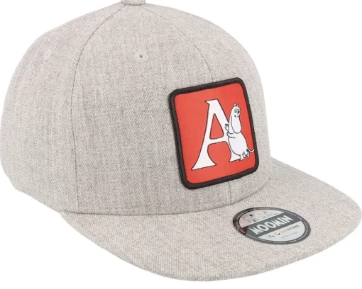 Kids Moomin Alphabet - A Heather Grey Snapback - Moomin