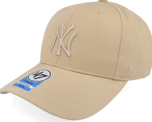 Kids New York Yankees Raised Basic Mvp Khaki Adjustable - 47 Brand