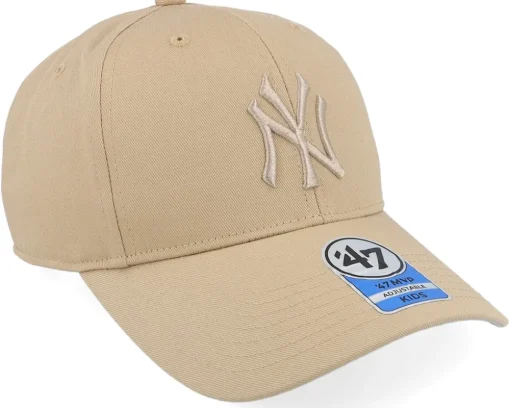 Kids New York Yankees Raised Basic Mvp Khaki Adjustable - 47 Brand