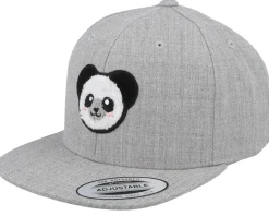Kids Panda Chenille Patch Heather Grey Snapback - Kiddo Cap