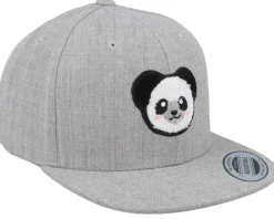 Kids Panda Chenille Patch Heather Grey Snapback - Kiddo Cap
