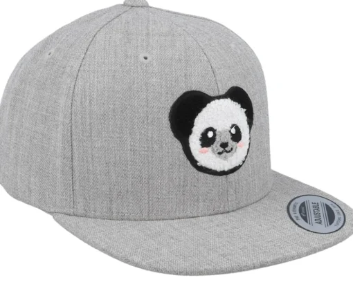 Kids Panda Chenille Patch Heather Grey Snapback - Kiddo Cap