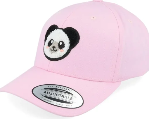 Kids Panda Chenille Patch Pink Adjustable - Kiddo Cap