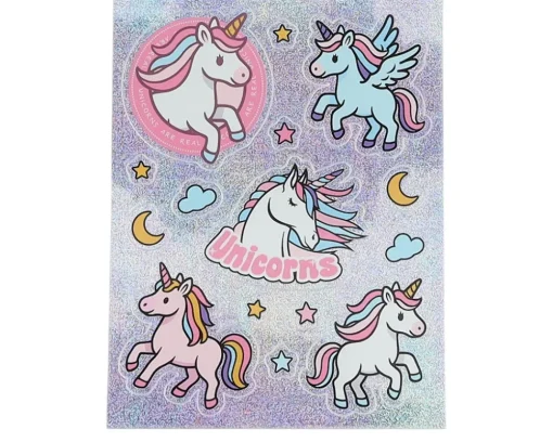 Kids Pixie Dust 10x13cm Glitter Unicorn Stickers  - Unicorns