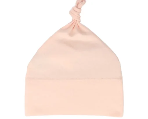 Kids Powder Pink Baby One-knot Beanie - Babybugz