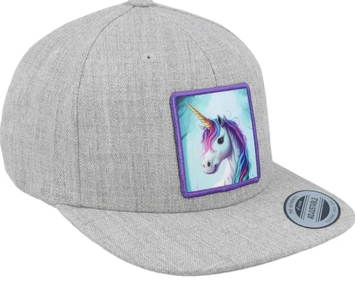 Kids Purple Unicorn Heather Grey Snapback - Unicorns