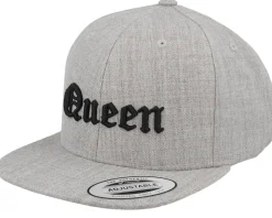 Kids Queen Old English 3d Heather Grey Snapback - Kiddo Cap