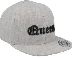 Kids Queen Old English 3d Heather Grey Snapback - Kiddo Cap