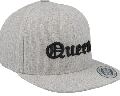 Kids Queen Old English 3d Heather Grey Snapback - Kiddo Cap