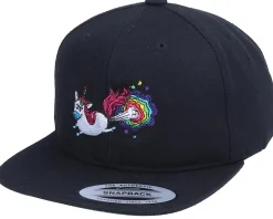 Kids Rainbow Farting Unicorn Black Snapback - Unicorns