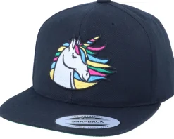Kids Rainbow Unicorn Black Snapback - Unicorns