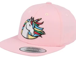 Kids Rainbow Unicorn Patch Pink Snapback - Unicorns