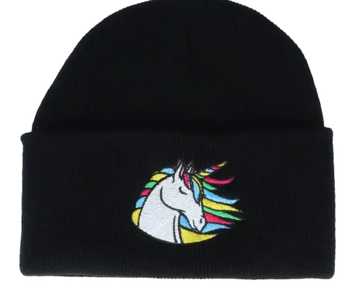 Kids Rainbow Unicorn Sky Black Cuff - Unicorns