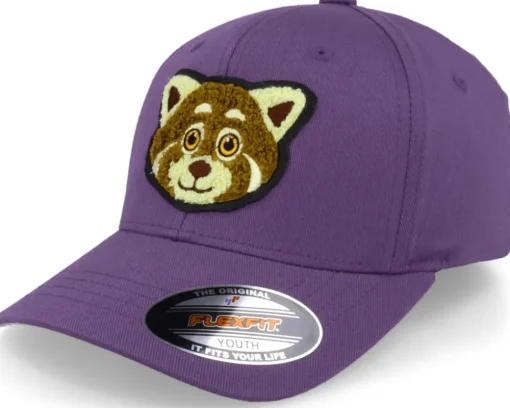 Kids Red Panda Chenille Patch Purple Flexfit - Kiddo Cap