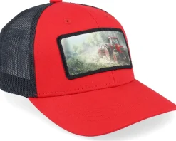 Kids Red Tractor Patch Red/Black Trucker - Kiddo Cap