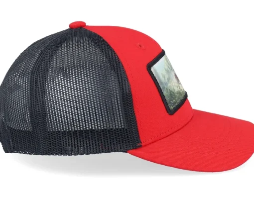 Kids Red Tractor Patch Red/Black Trucker - Kiddo Cap