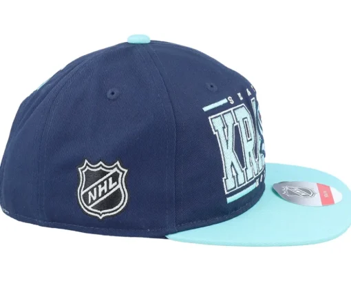 Kids Seattle Kraken Logo Flatbrim Cap Traditional Navy/Mint Snapback - Outerstuff