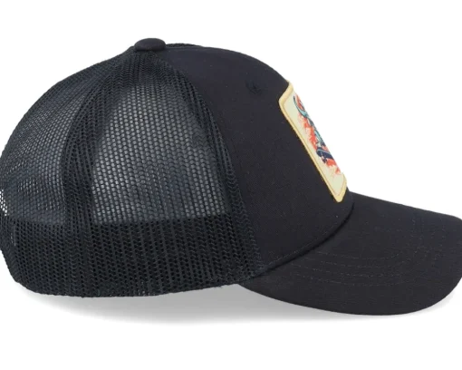 Kids Skater Cat Patch Black Trucker - Kiddo Cap