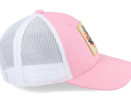 Kids Skater Cat Patch Pink/White Trucker - Kiddo Cap