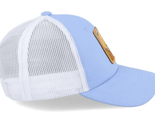 Kids Smiling Teddy Patch Light Blue/White Trucker - Kiddo Cap