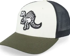 Kids Spinosaurus Skeleton Ivory/Black/Dark Mesh Trucker - Kiddo Cap