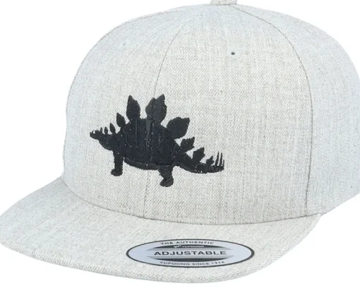 Kids Stegosaurus Heather Grey Snapback - Kiddo Cap