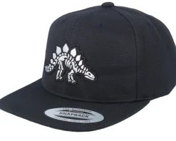 Kids Stegosaurus Skeleton Patch Black Snapback - Kiddo Cap