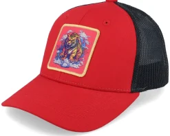 Kids Tiger On Clouds Patch Scarlet/Black Trucker - Kiddo Cap