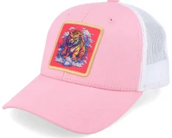 Kids Tiger On Clouds Patch Scarlet/Black Trucker - Kiddo Cap
