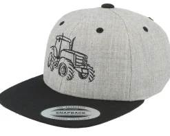 Kids Tractor Outline Heather Grey/Black Snapback - Kiddo Cap