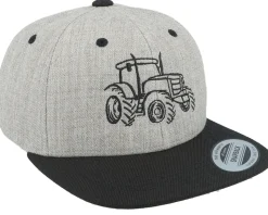 Kids Tractor Outline Heather Grey/Black Snapback - Kiddo Cap