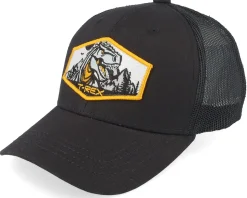 Kids T-rex Orange Patch Black Trucker - Kiddo Cap