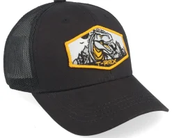 Kids T-rex Orange Patch Black Trucker - Kiddo Cap