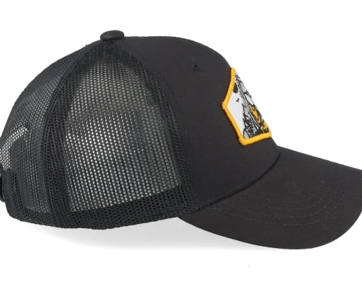 Kids T-rex Orange Patch Black Trucker - Kiddo Cap