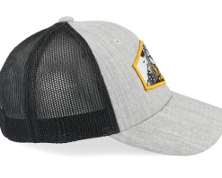 Kids T-rex Orange Patch Heather Grey/Black Trucker - Kiddo Cap